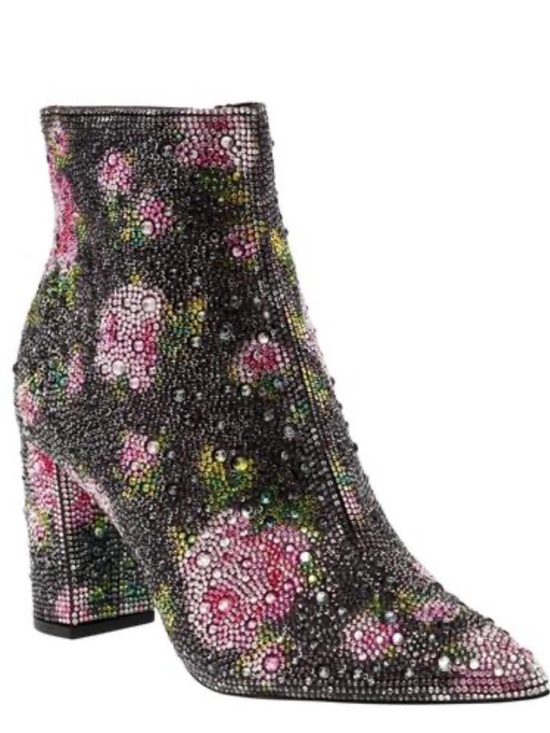 Betsey Johnson Shoes - Betsey Johnson Black Rhinestone Floral Pointed Ankle Boots